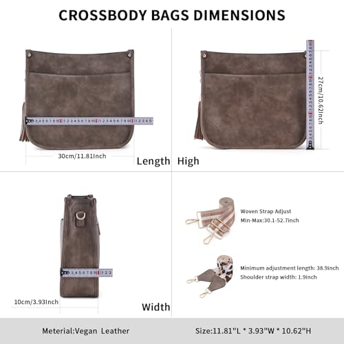 Image of HKCLUF Crossbody Bag Purse for Women 2PCS /Set Leather Hobo Handbag Wallet Set With 2Adjustable Guitar Strap Shoulder Bag | Purse