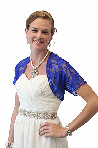 Royal Blue Lace Bolero, Lace Shrug, Wedding Shawl (L, Royal Blue)