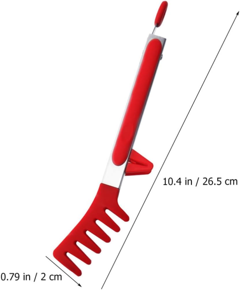 Multi Function Spaghetti Tongs with Silicone and Stainless Steel Red