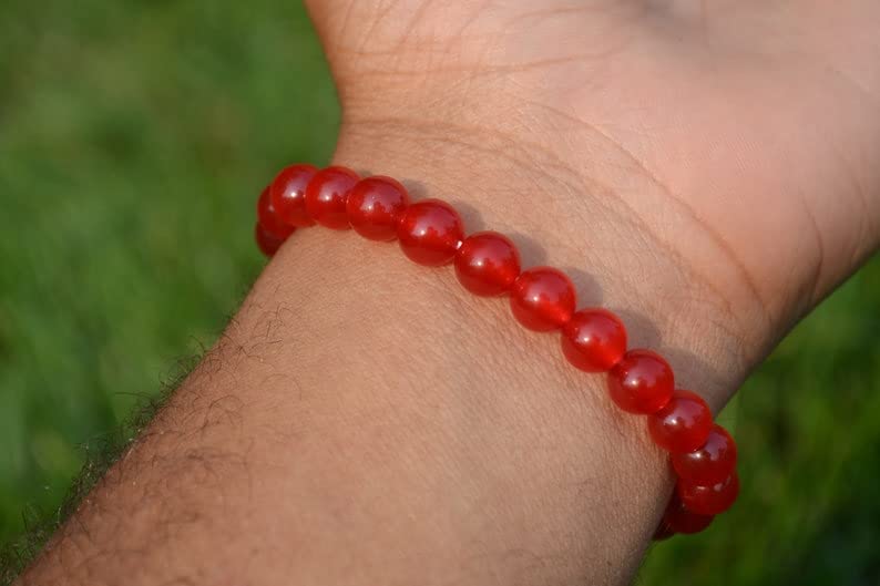 Bracelet en jade rouge véritable 8mm bijou de lithothérapie