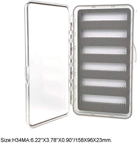 Aventik Super Slim - Caja de pesca con mosca transparente, diseño A, B, D o con compartimentos magnéticos para almohadilla 6 C, 12 C, 18 C, H34MA