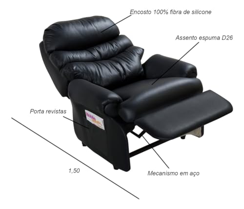 Poltrona Reclinável Barão - Corino Preto