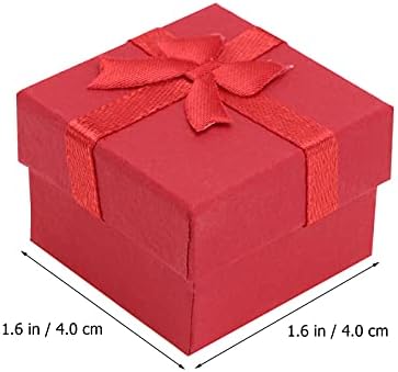 YARNOW 30PCS Ring Gift Box Set Cardboard Jewelery Boxes Bulk with Lids and Bows for Rings Earrings ( Red )