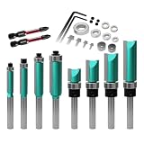 CSOOM 8 Pieces Router Bits , 4 Flush Trim Router Bits , 4 Pattern Flush Trim Router Bits , with 2 Impact...
