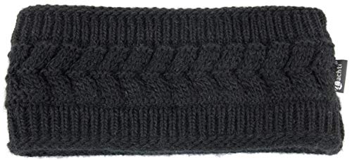 irisaa Diadema para mujer con diseño de trenzas, cálidas orejeras forradas, de punto grueso con forro polar pure black Talla única Cover