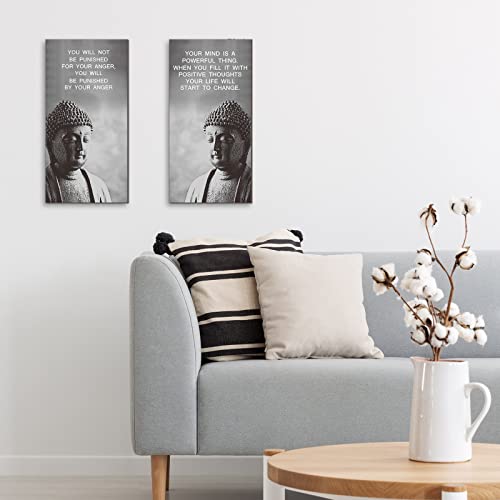 Buddha Quotes Wall Decors 2 Pieces Inspirational Quote Wall Arts Zen Meditation Decors Wooden Hanging Room Decors Meditation Home Decors Buddha Wall Arts For Living Room Yoga Decors (Start To Change) #TOP6