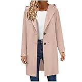 HAOLEI Abrigo Paño Mujer Invierno Informal Abrigos Largo con Capucha Chaqueta Entretiempo Moda Gabardina Tench Coat con Botones Cómoda Casual Gabardina Color Sólido Moda Cazadora Manga Larga Cálido