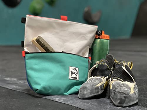 Bolder Chalk Bucket - Ultimate Rock Climbing & Bouldering Accessory With Magnetic Closure, Multiple Pockets, Brush Holders & Mesh Organizer - Large Size (Ocean) #TOP4