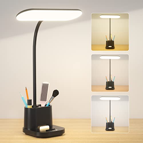 Deeplite Rechargeable Desk Lamps,Battery Operated Desk Light For Home Office,800 Lumens 3 Lighting Modes Dimmable Table Lamp With Pen Holder/Adapter, Eye-Caring Crodless Study Reading Lamp For Dorm. #TOP7