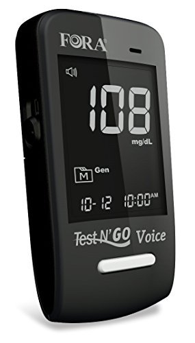 FORA Test N'GO Voice Bluetooth Blood Glucose Meter with Talking Capability, App Compatibility with iOS and Android, Large LCD Backlight Display, Precision Measurement for Your Diabetic Diet