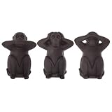 Atmosphera Créateur d'intérieur - Lot de 3 Statues Singes'Sagesse' 24cm Noir