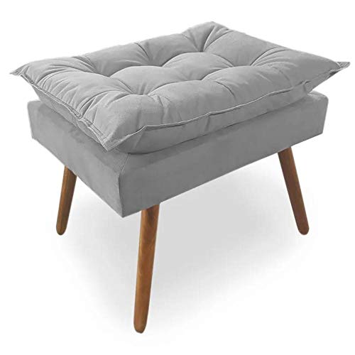 Combo Poltrona Decorativa Opala Deluxe com Puff Suede Cinza