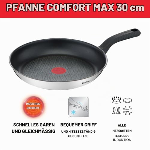 Foto von Tefal Comfort Max Bratpfanne 30 cm, Induktion, Antihaftbeschichtung, hochwertiger Edelstahl, Temperaturanzeige, Thermo-Spot, wärmeisolierter Griff G7260744