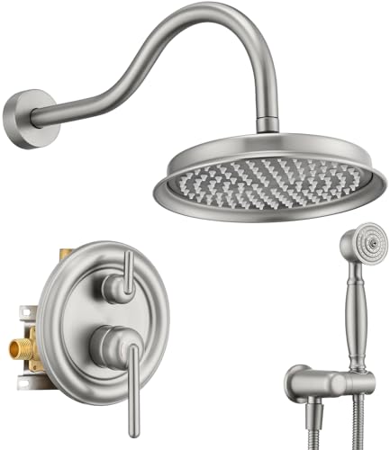 Image of Rainfall Shower System Shower Faucet Set, Luxury, Antique, Brushed Nickel