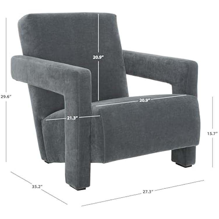 SAFAVIEH Couture Collection Taylor Modern Navy Velvet Upholstered Accent Chair (Fully Assembled)
