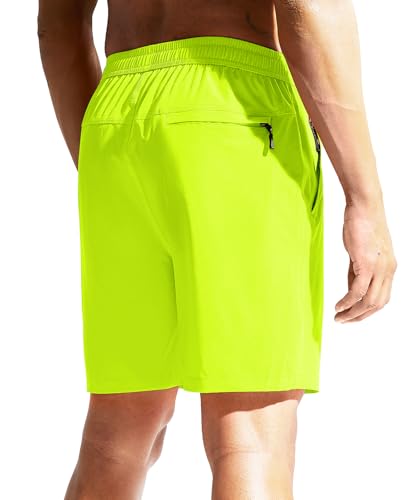 Image of MIER Men's Quick Dry Running Shorts with Zipper Pocket Elastic Waist Athletic Workout Exercise Shorts