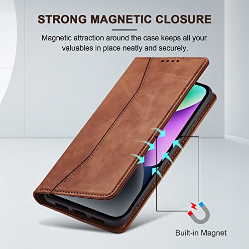 Image of Jasonyu Flip Wallet Case for iPhone 14 Plus 5G,Brown