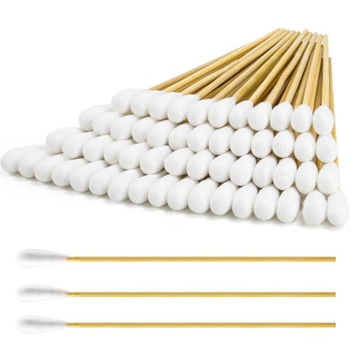 Image of 200PCS 6 Inch Cotton Swabs (Large Cotton Head) in Storage Box | Extra Long, Bamboo Handle, Soft, Lint Free, Highly Absorbent Single Tipped Applicators for Dog Care, Makeup & Home Cleaning