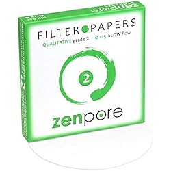 zenpore Papel de filtro de laboratorio de 12,5 cm, grado cualitativo estándar 2 - Flujo lento 125 mm (100 discos)