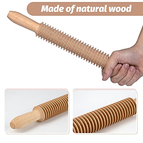 Beech Wood 5mm Tagliatelle Pasta Cutter Noodle Lattice Roller Docker Dough Cutter Wooden Rolling Pin Spaghetti Pasta Maker Beechwood Noodle Cutter Rolling Pin Kitchen Cooking Tools