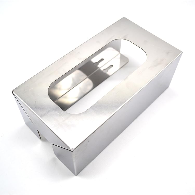 1 caja dispensadora de guantes de acero inoxidable de grado comercial, soporte para caja de pañuelos de 5.4 pulgadas de ancho x 3.8 pulgadas de profundidad x 10 pulgadas de alto/agujero de cerradura