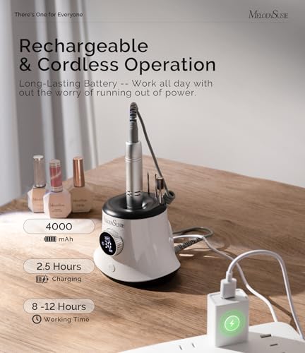 Image of MelodySusie Multifunctional Nail Drill SC320G with Bit & Handpiece Storage | 30000RPM,4000mAh Battery,8-12h Runtime,30 Speed Levels,LED Display,Nail Shaping,Gel Removal