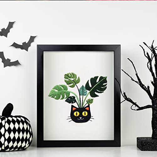Nuberlic Embroidery Kit For Beginners Halloween Cross Stitch Cute Cat Potted Plant Full Range Diy Needlepoint Kit For Adults (Plant) #TOP4