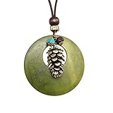 GelConnie Wood Pendant Necklace Bohemian Necklaces Pinecone Vintage Long Necklace Chunky Boho Necklaces for Women