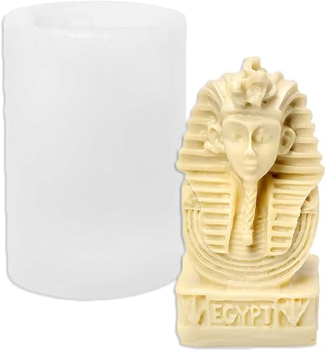 Tone Fun Figura en piedra Cleopatra forma vela moldes de silicona para hacer velas, resina, velas de aromaterapia, jabón de cera hecho a mano,