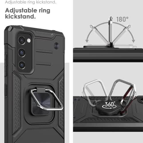 Honeyview ShockProof Case for Samsung Galaxy S20 FE 2020/2022 5G with Ring Kickstand, Bumper Armour Phone Cover for Samsung Galaxy S20 FE 2020/2022 5G - Black