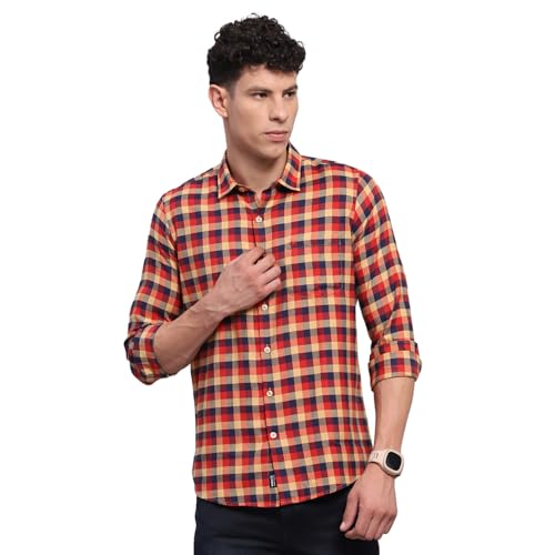 Image of Monte Carlo Mens Checkered Collared Neck Full Sleeve Shirt (2240401329FS)