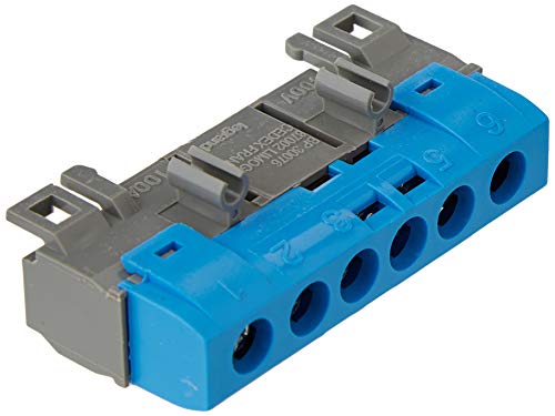 Legrand 004815 Bornier de Répartition IP2X Neutre, 1 Connexion, 10mm² à 35mm², 62mm Longueur, Bleu