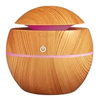 Umidificador de Ar Difusor de Aromas Ultrassônico 200ml - Óleos Essenciais, Luz LED, Bivolt - Silencioso e Portátil para Casa e Escritório (Madeira Claro)