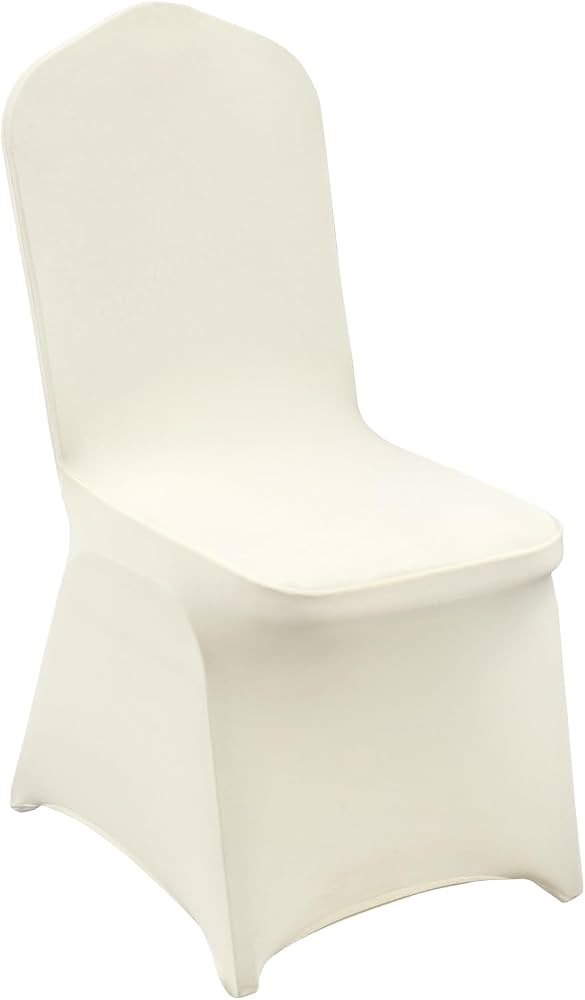 VEVOR Stuhlhussen für Klappstühle aus Elastischem Spandex, Universell Passender Stuhlbezug, Abnehmbare & Waschbare Schonbezüge, für Hochzeiten, Partys, Feiern, Essen (100 Stück, Elfenbeinbeige) Garten