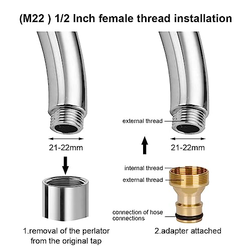 flintronic 2 Stück Universal-Wasserhahnanschluss, Schnellanschluss-Satz, Wasserhahn schlauchanschluss, Universal Armaturenanschluss mit Innengewinde und Außengewinde, für Gartenküche Waschmaschine