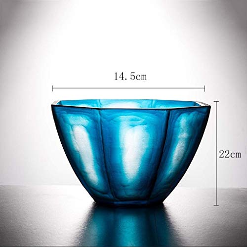 Vase bleu en verre transparent MU grand format stable - 3