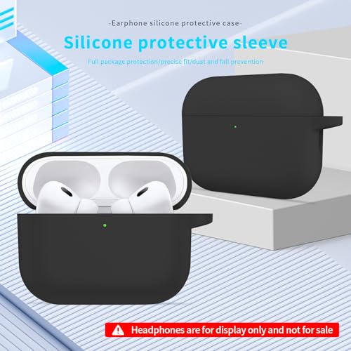Fitudoos Schutzhülle Hülle Kompatibel mit AirPods Pro 3,Schutzhülle aus Silikon,mit Schlüsselring und Reinigungsstift,ultradünnes,weiches,stoßfestes,rutschfestes.(Schwarz)