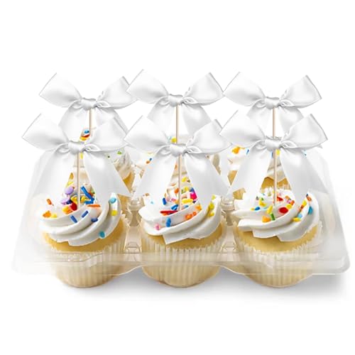 24 PCS Bow Cupcake Toppers Bow Cupcake Picks Bowknot Birthday Party Decorations Bowknot Cake Dessert Picks for Baby Shower Birthday Wedding Bridal Engagement Party Cake Decorations Supplies Silver by ZHUOWEISM - Used condition - Image 5
