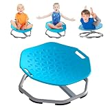 Chidiam Silla Giratoria para niños,Silla Giratoria Sensorial con Autismo,Asiento Giratorio de 360°,Coordinación y Equilibrio Físico,Silla de Equilibrio,Base Metálica Antideslizante (Azul)