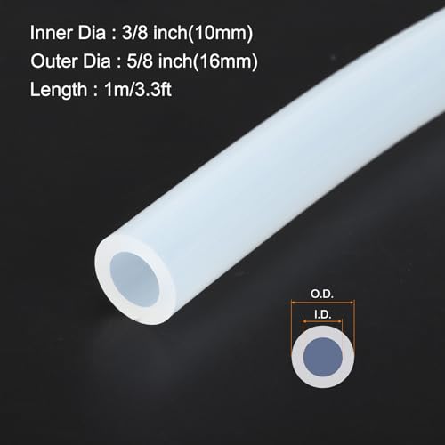 Image of 1m(3.3ft) 10mm(3 /8 inch) ID x 16mm(5 /8 inch) OD Silicone Tubing Clear Industrial Plastic Tubing Pure Silicone Hoses for Pump Siphoning Draining Irrigation Brewing