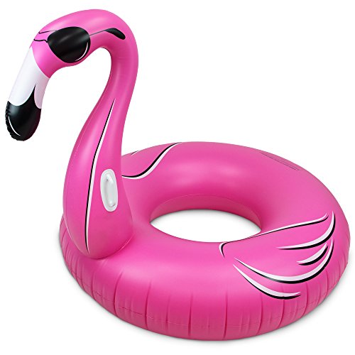 Flamingo with Sunglasses Pool Float - 5-Foot Jumbo Inflatable Pink Bird Lounger - Funny Animal Theme Swimming Pool Party Accessory - Heavy Duty Vinyl Flotation