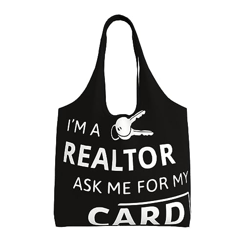 OPSREY Bär Tanzen Tie Dye gedruckt Schulter Leinwand Tasche Handliche Einkaufstasche Damen Pendler Umhängetasche, I'm A Realtor Ask Me, Einheitsgröße