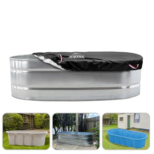 Sobana Oval Stock Tank Ice Water Therapy Bath Cover, 2ft x 6ft x 2ft for Galvanized Tank or Raised Garden Bed with Elastic Bottom