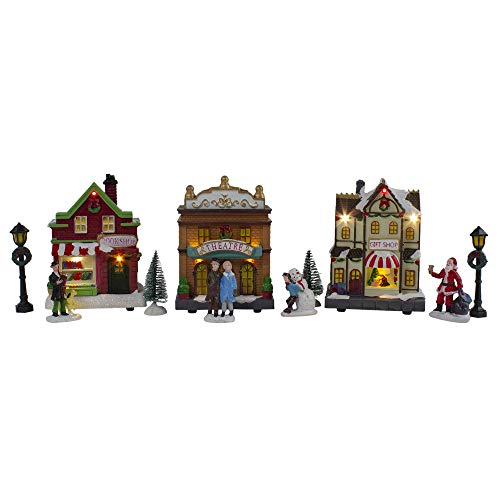 Northlight LED Lighted Theater and Shops Christmas Village Display Set - 11-Piece
