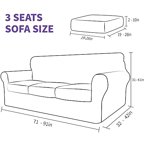 Znsayotx Luxury Velvet Couch Cover 4 Piece Stretch Sofa Covers For 3 Cushion Couch Thick Soft Spandex Sofa Slipcover Living Room Anti Slip Dogs Pet Furnitre Protector (Grey), 71"-91"(3 Cushions) #TOP5