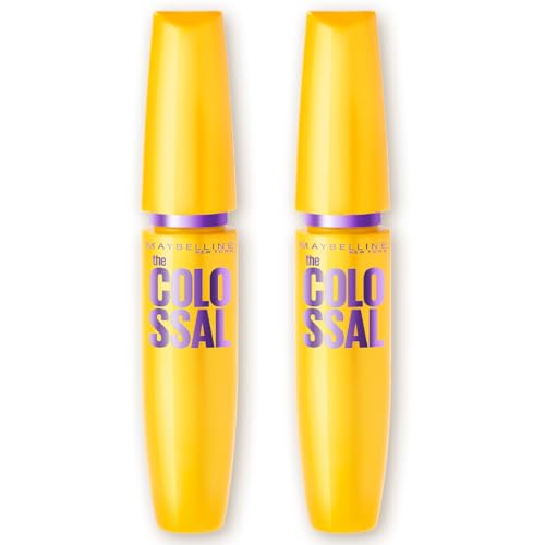 Maybelline NY The Colossal Volum' Express, Kit Máscaras de Cílios, Volume Colossal, Remoção Instantânea com Água, Fórmula com Colágeno, Cor Preto, 2 Unidades