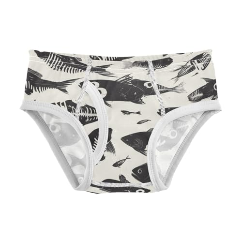KLL Dead Fish Skeletons Toddler Boy Cotton Briefs Underwear Breathable Undies