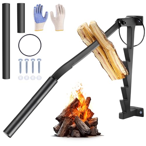 Kindling Splitter Wall Mounted, Afenau Manual Wood Splitter with Gloves, High Carbon Steel Wall Mounted Kindling Splitter for Wood, Log Splitter Wall Mounted for Home&Outdoor (5KG)