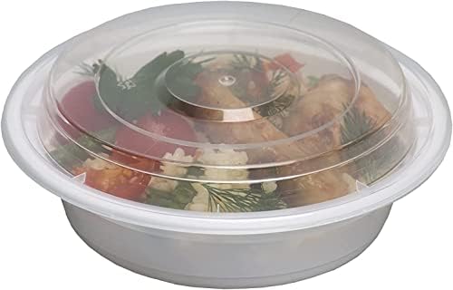 HOT BARGAINS 50 X Disposable Round Takeaway Food Containers with Lids Meal Prep Containers Size 24oz Microwave, Oven Safe Freezer-Friendly for Catering Restaurants Home Outdoor Party Use (24oz)