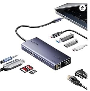 Biaze ZH393 10 in 1 USB-C Hub Multiport Adapter, 4K60Hz HDMI & VGA, 100WPD Ladefunktion, Gigabit Ethernet, USB3.0, SD/TF Kartenleser, 3,5mm Audiobuchse, für MacBook, iPad, Dell und andere Laptops